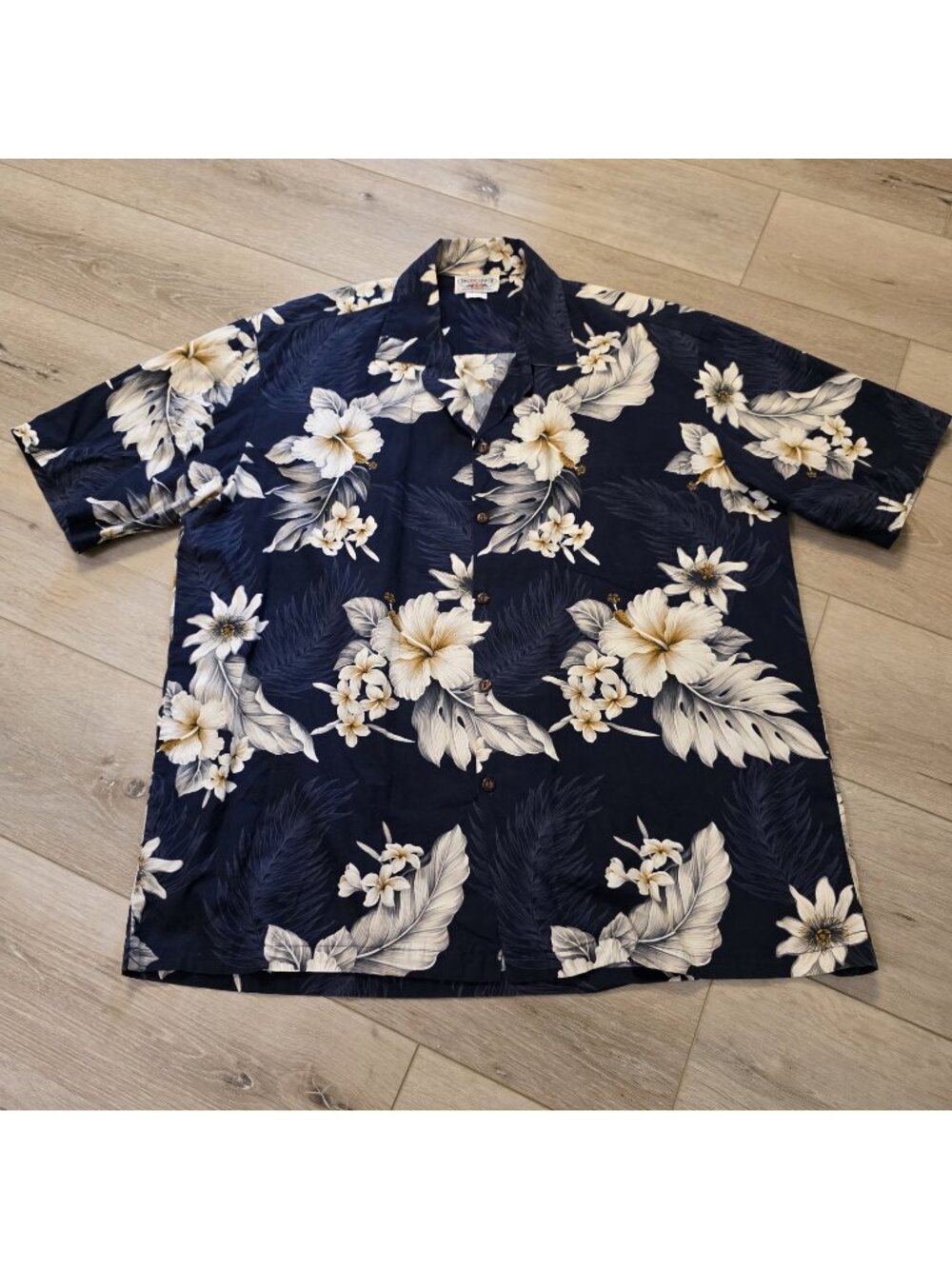 Mens Pacific Legends Blue Tropical Floral Button Down Hawaiian Cotton Shirt XL
